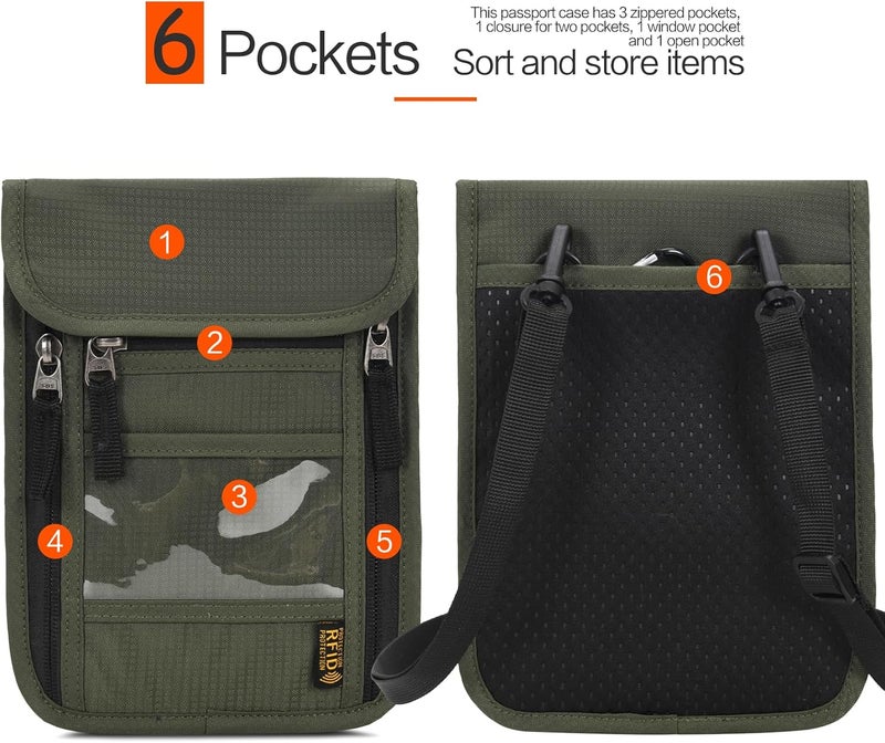 Arouselove Neck Wallet Lightweight RFID Blocking Waterproof Travel Pouch for Women Men - Image 3